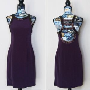 VTG 90s NITELINE Della Roufogali Beaded Cocktail Sheath Dress‎ Open Cage Back 4